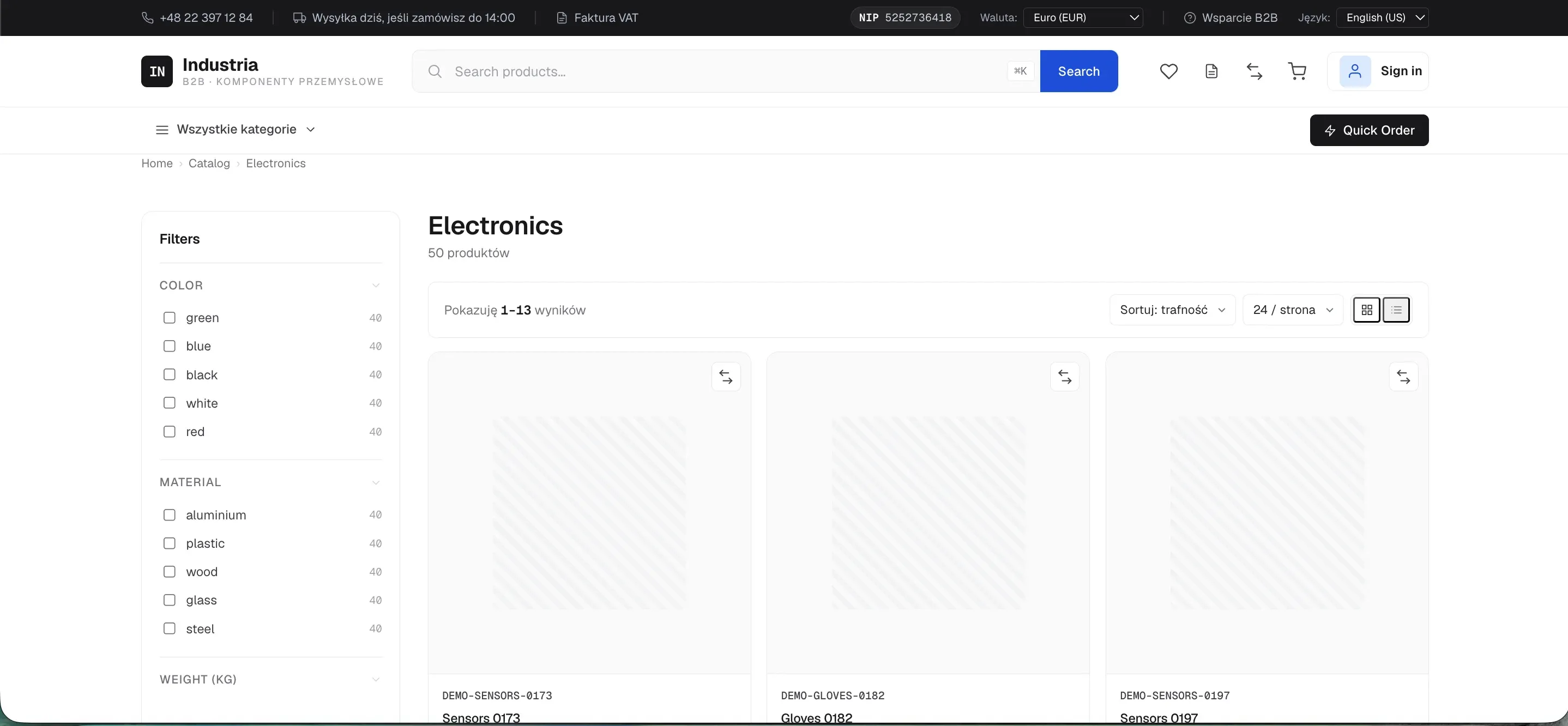 Catalog with filters